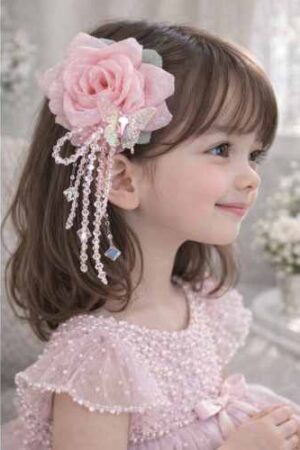 Takabee Elegant Peach Rose Crystal Hair Clip