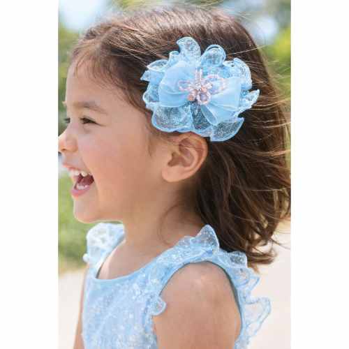 Takabee Blue Organza Bow Hair Clip