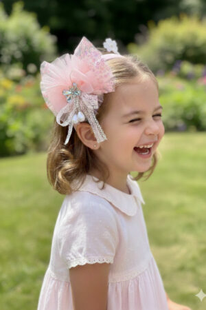 Takabee Net and Organza Hair Band with Pearl and Rhinestone