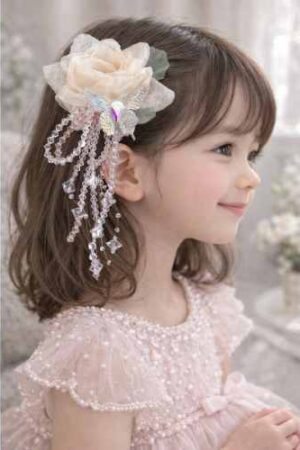 Takabee Elegant Rose Crystal Hair Clip - Yellow