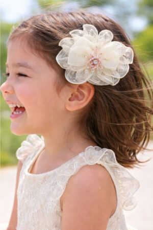 Takabee Organza Bow Hair Clip - Cream