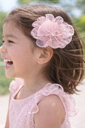 Takabee Organza Bow Hair Clip - Peach